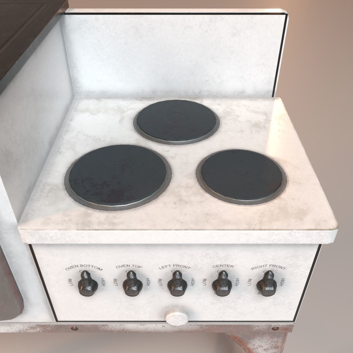 PBR Vintage Stove Low-poly 3D model_2