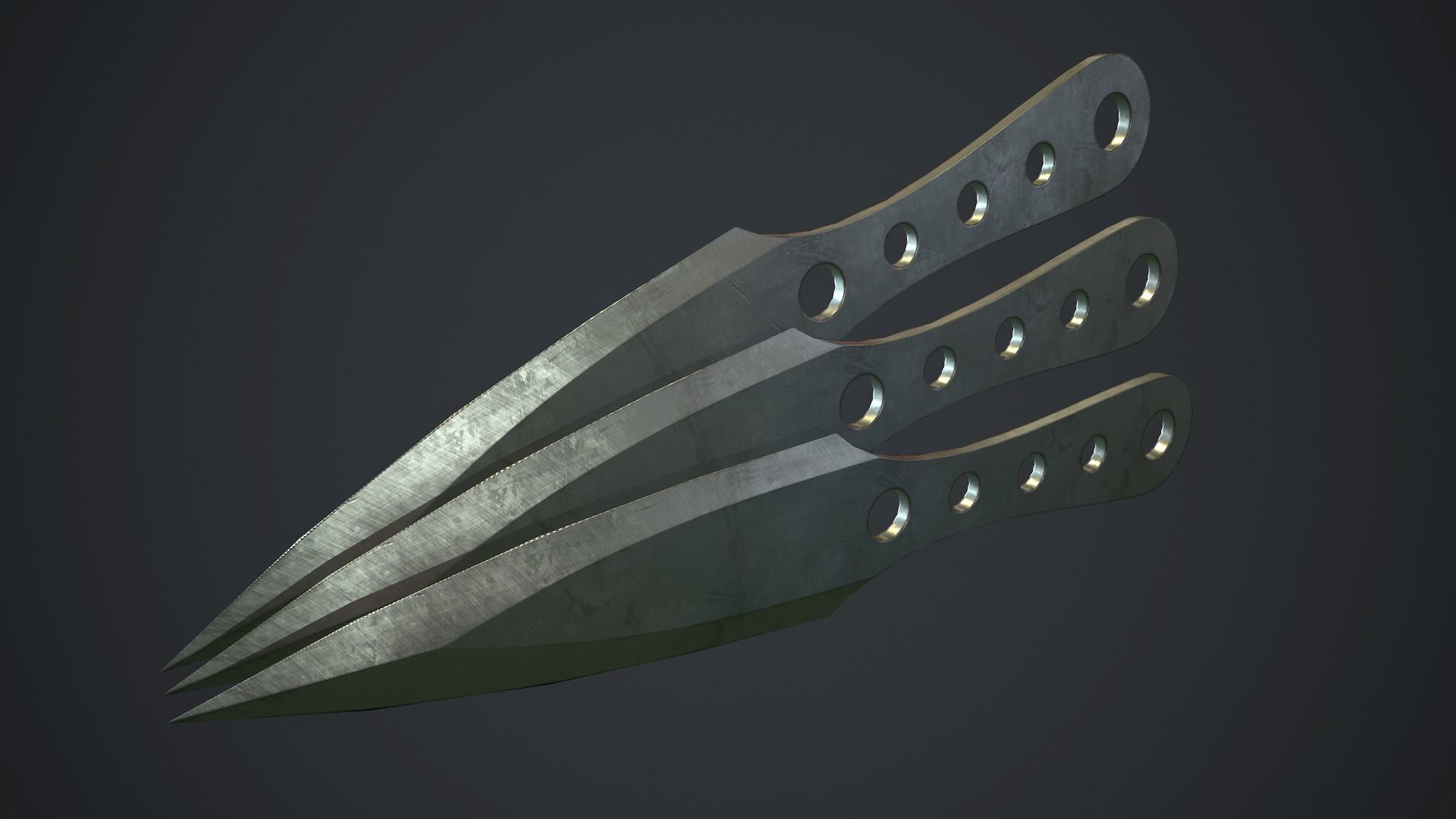 Steel Throwing Knife PBR Game Ready Low-poly 3D model_2