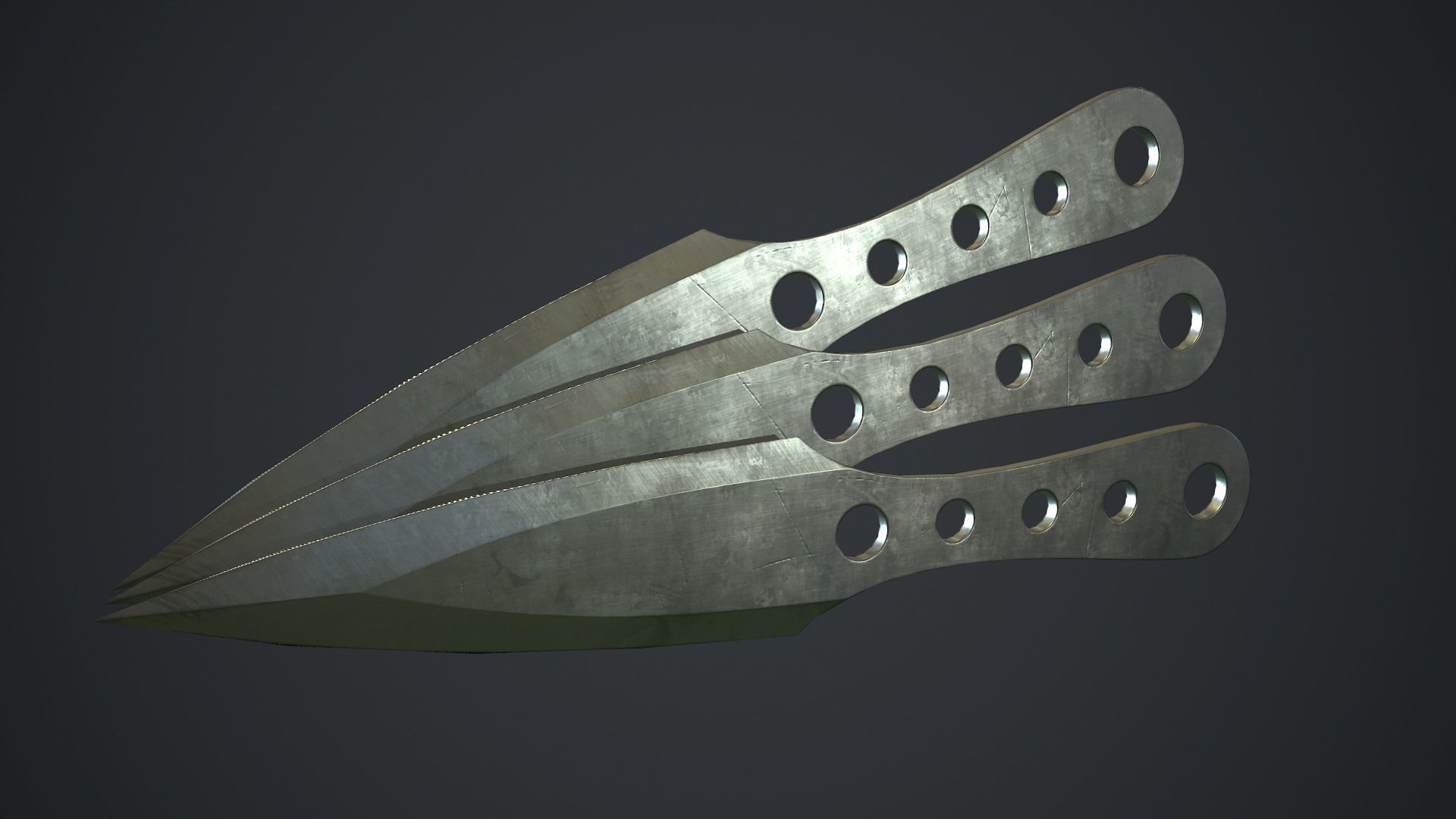 Steel Throwing Knife PBR Game Ready Low-poly 3D model_4