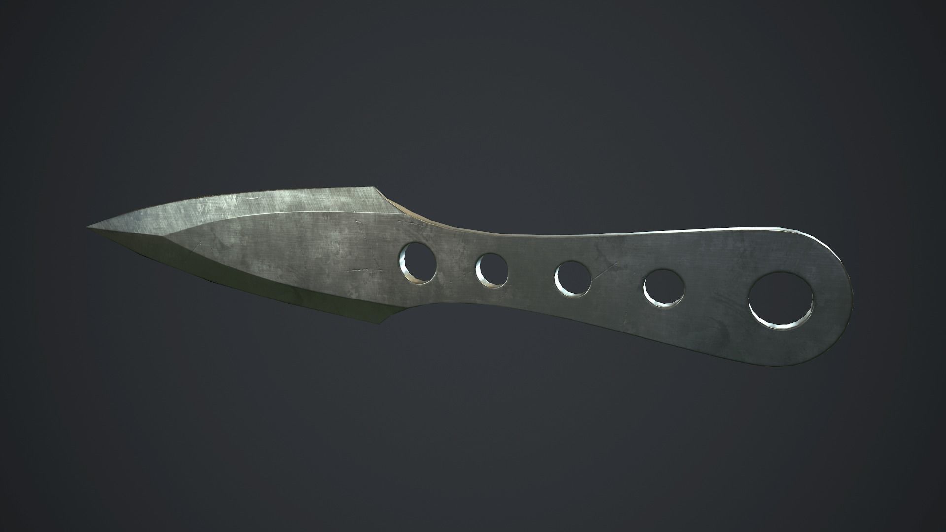 Steel Throwing Knife PBR Game Ready Low-poly 3D model_3