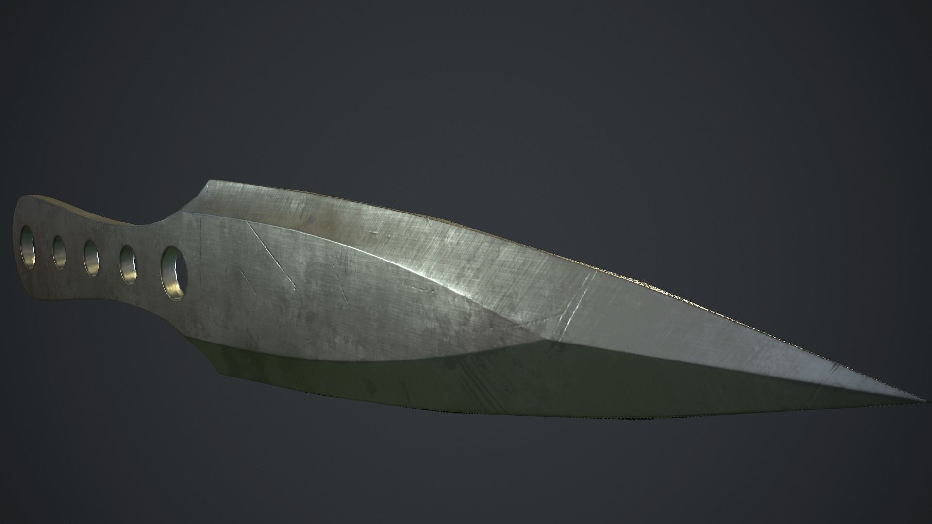 Steel Throwing Knife PBR Game Ready Low-poly 3D model_9