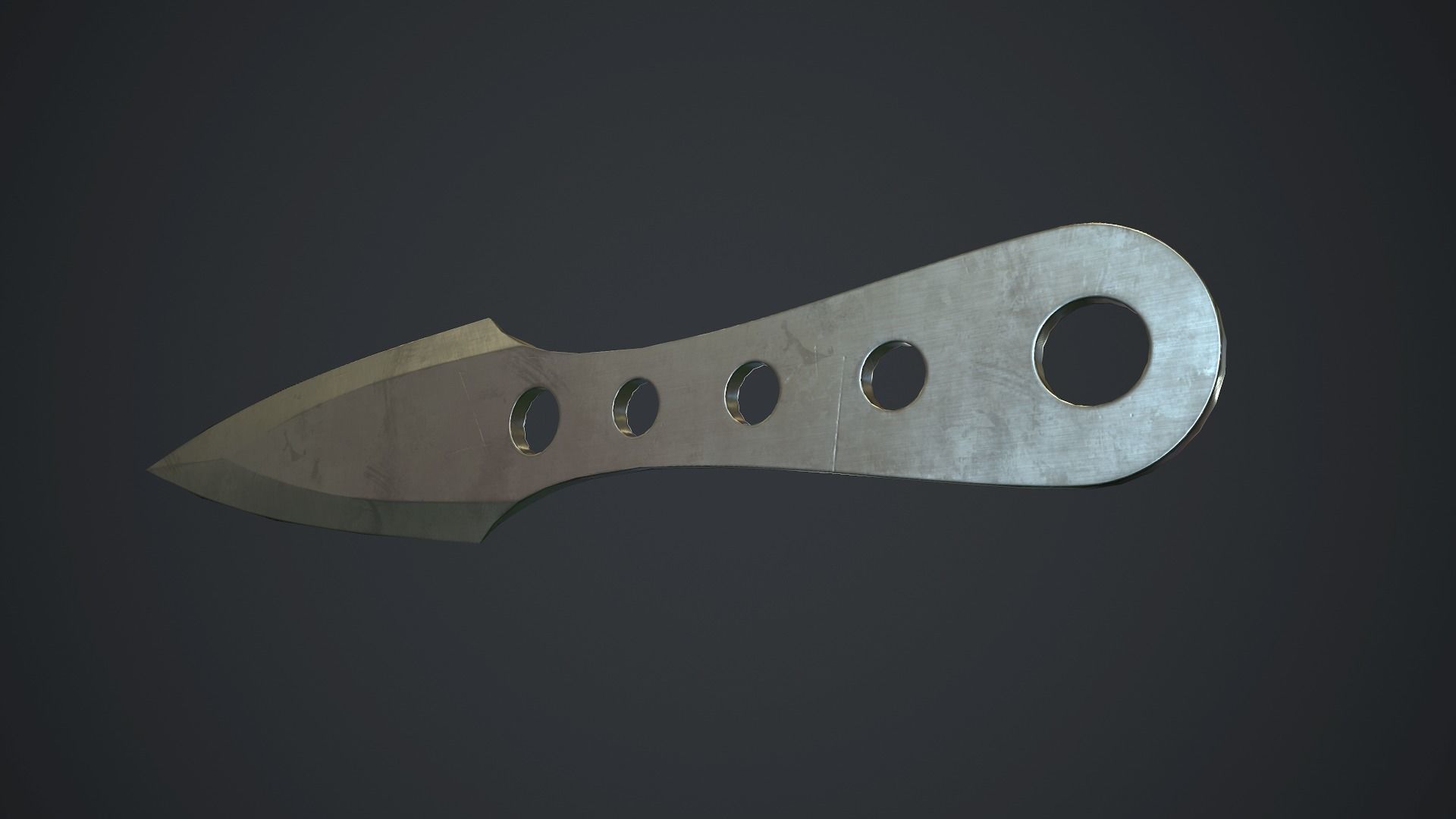 Steel Throwing Knife PBR Game Ready Low-poly 3D model_5