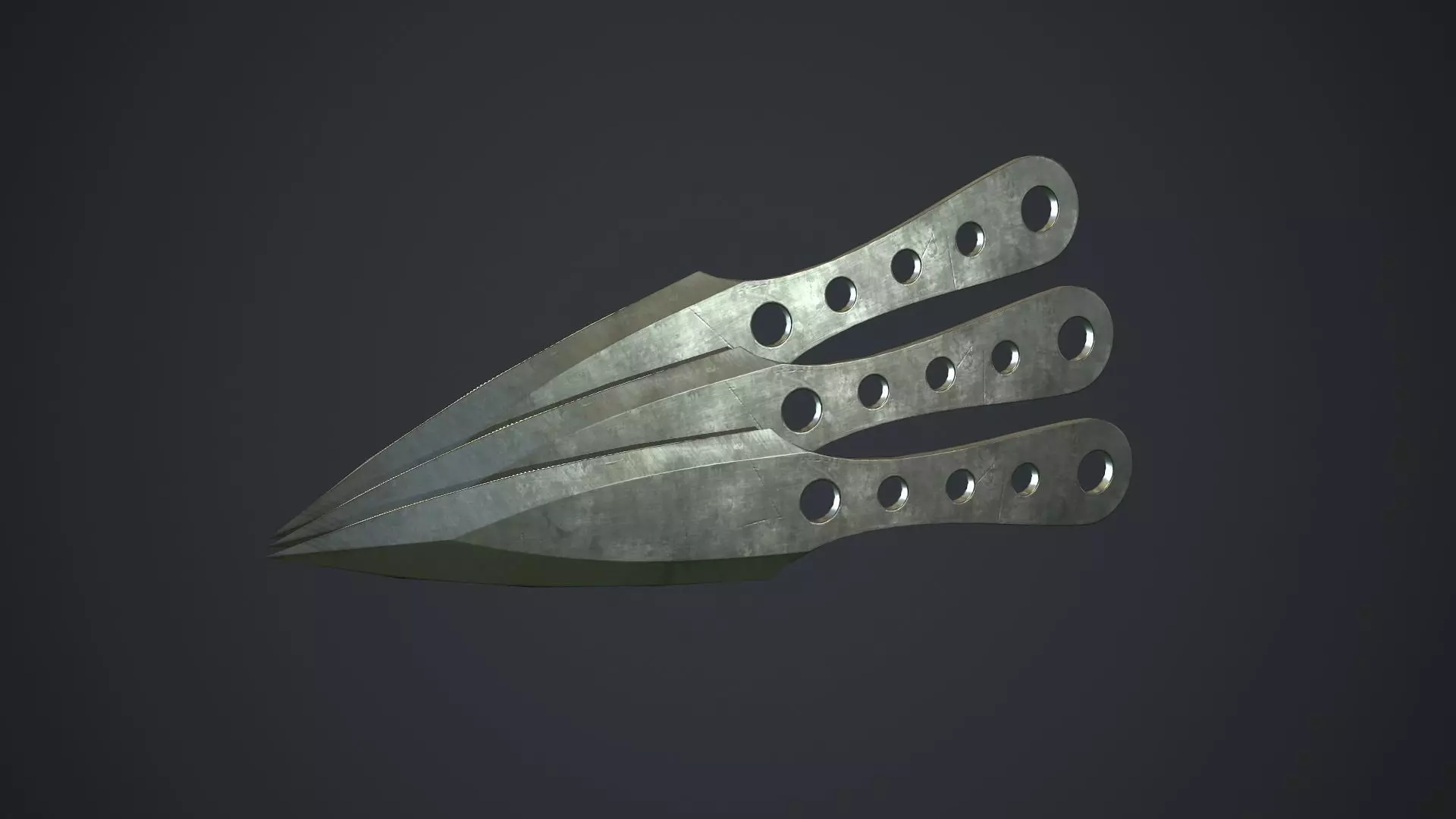 Steel Throwing Knife PBR Game Ready Low-poly 3D model_0