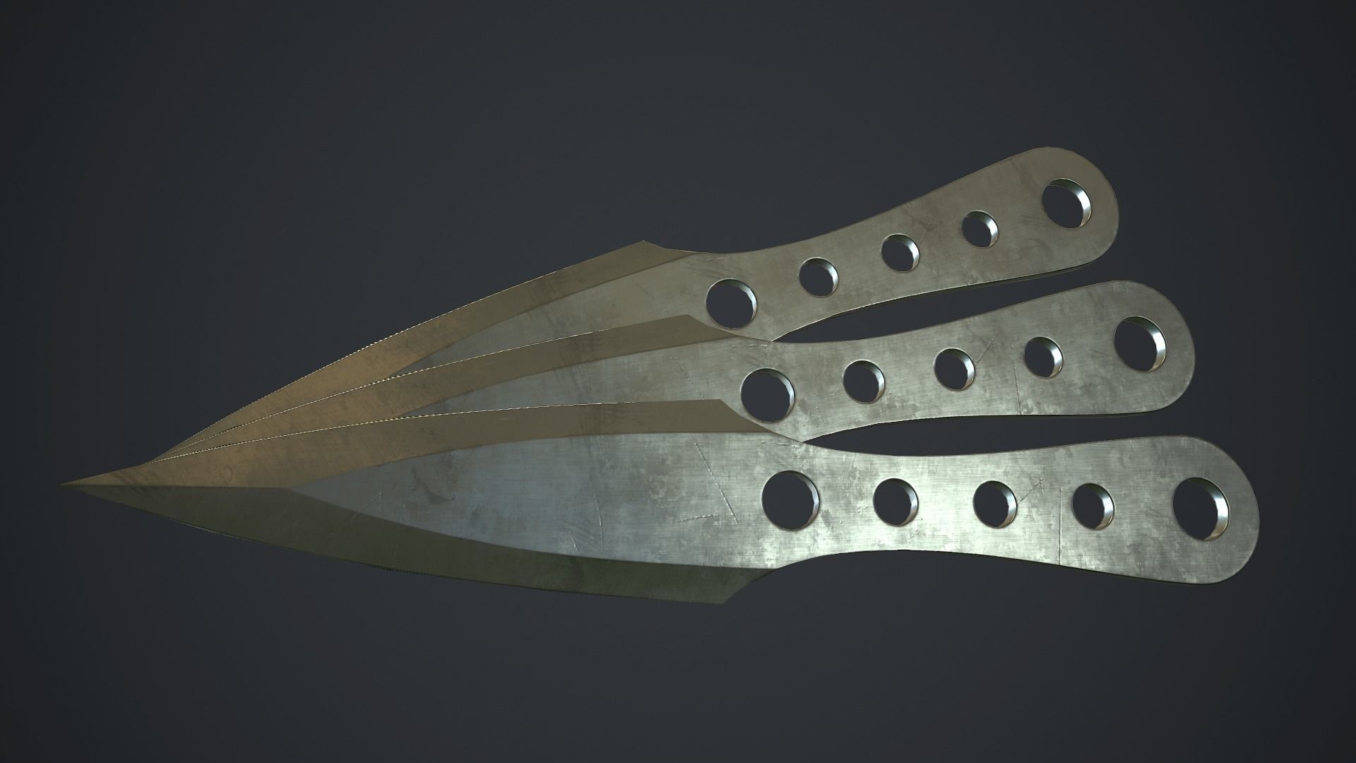 Steel Throwing Knife PBR Game Ready Low-poly 3D model_1