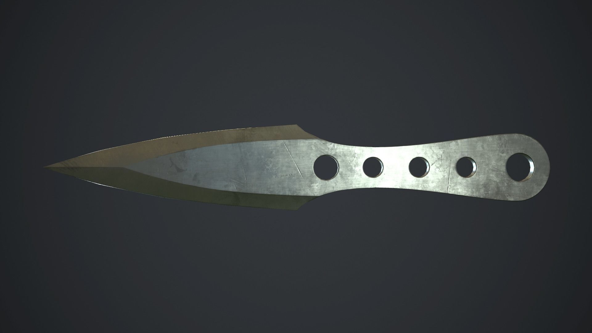 Steel Throwing Knife PBR Game Ready Low-poly 3D model_10