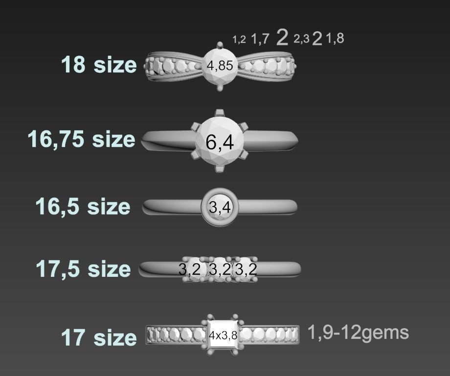 180224 R Pack of Classic rings 3D print model_2