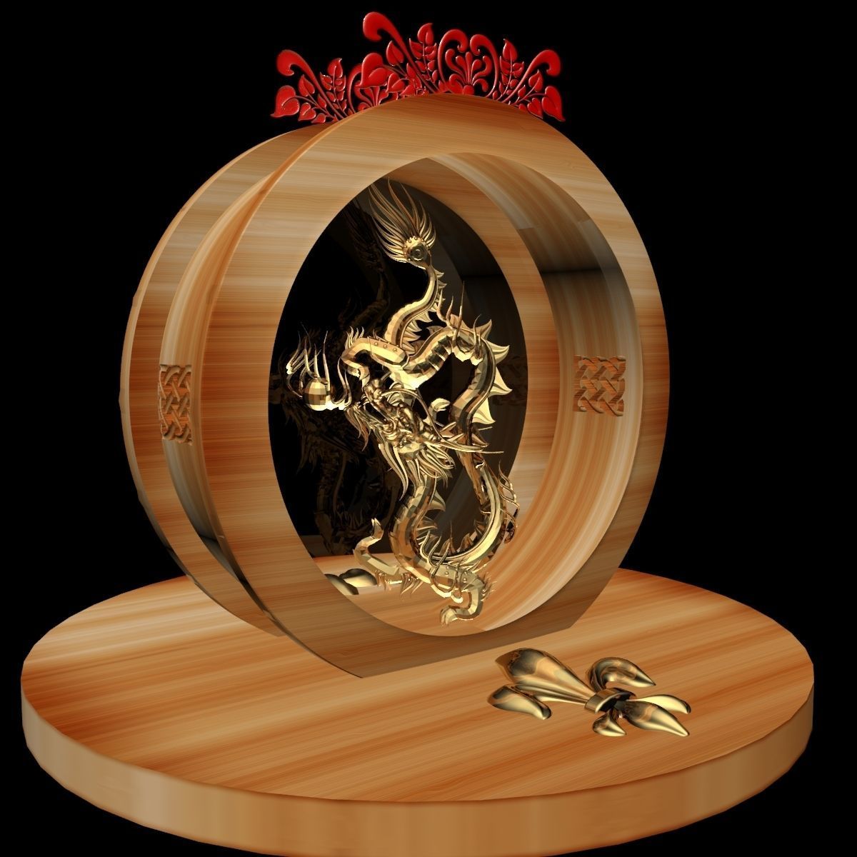 Chinese Dragon Statue 3D model_3