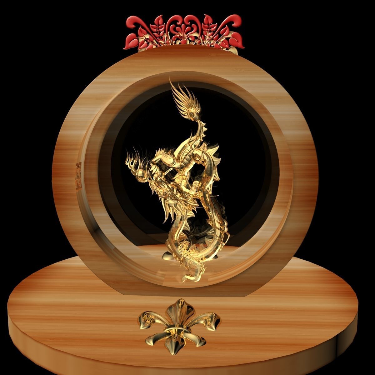 Chinese Dragon Statue 3D model_1