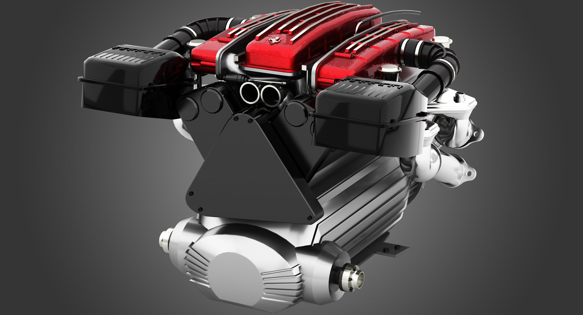 Ferrari Tipo F116 - F133 V12 Engine AWD system Low-poly 3D model_1