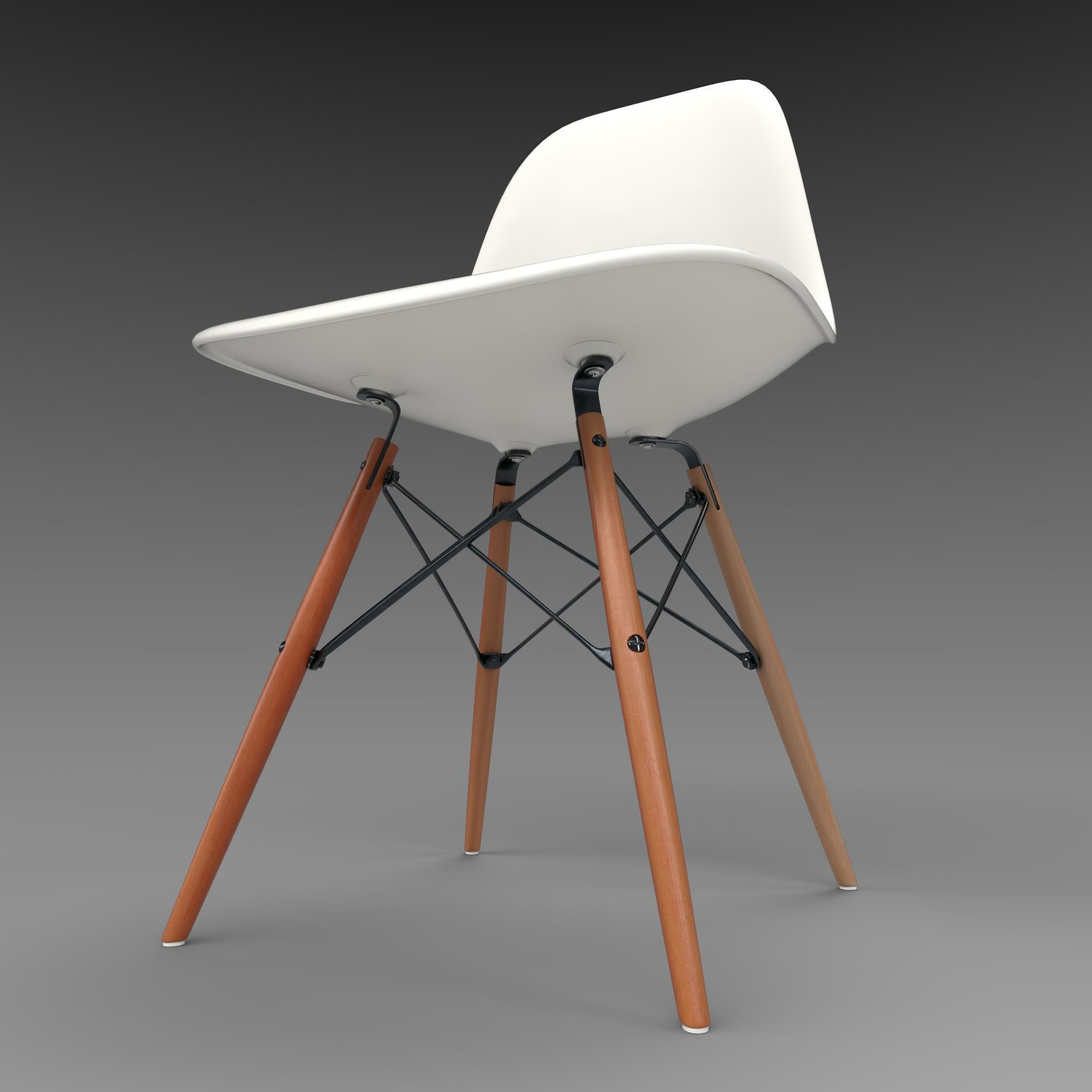 Eames Plastic Side Chair DSW by Vitra 3D model_2