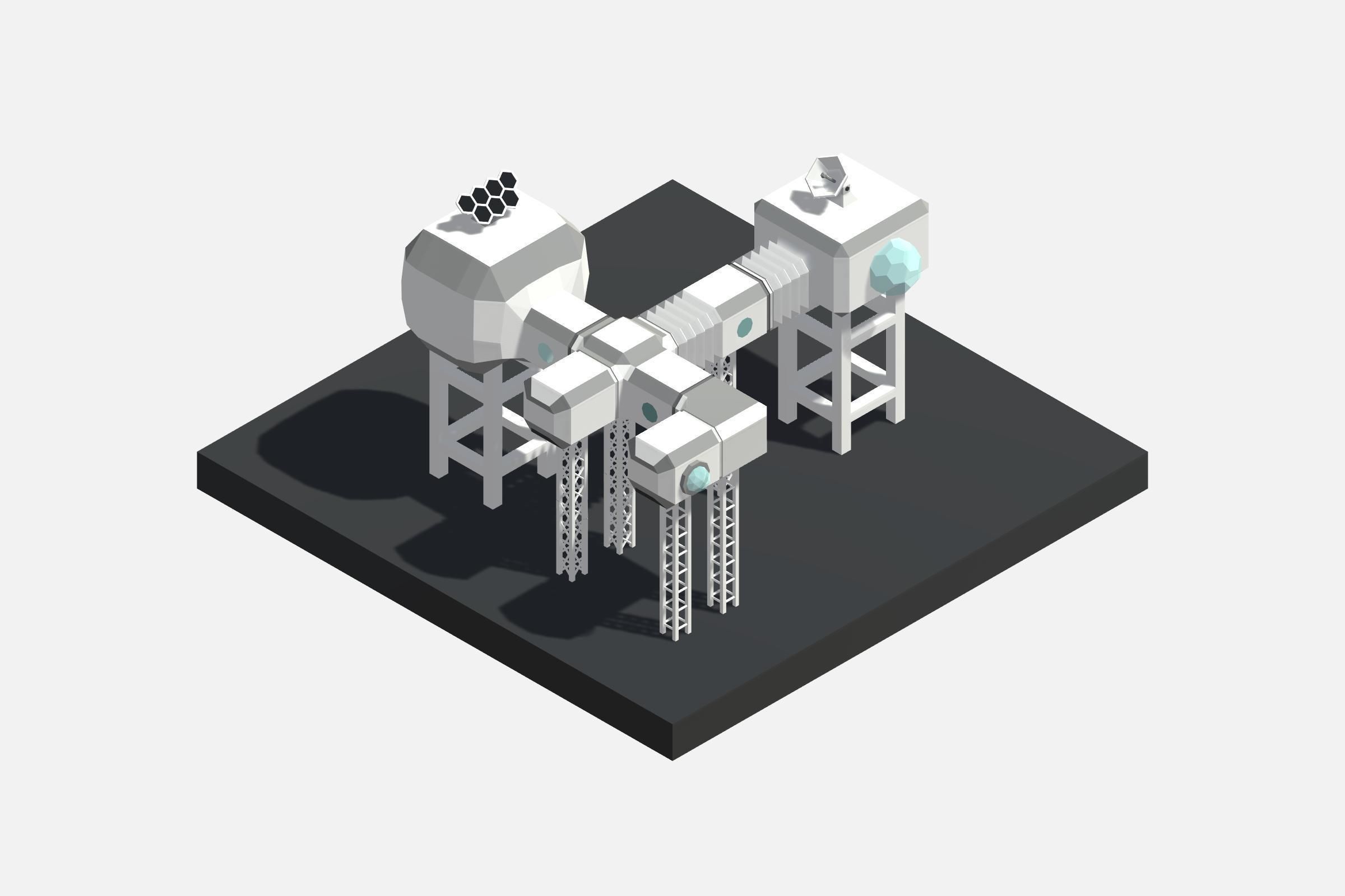 SCIFI STATION - Stylized Low Polygon 3D Art Asset Pack Low-poly 3D model_2