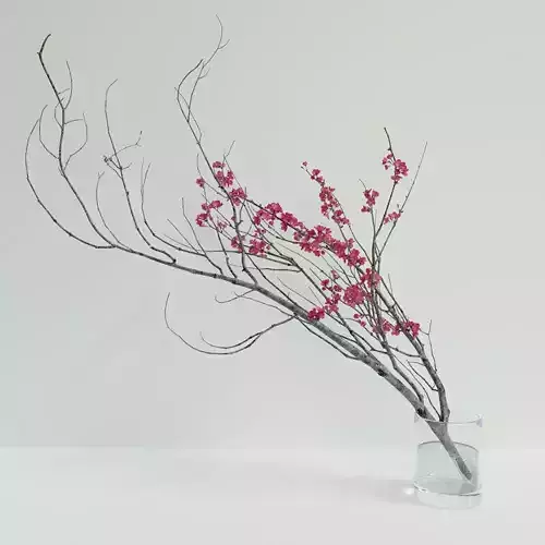 Decorative branch with flowers of sakura 3D model