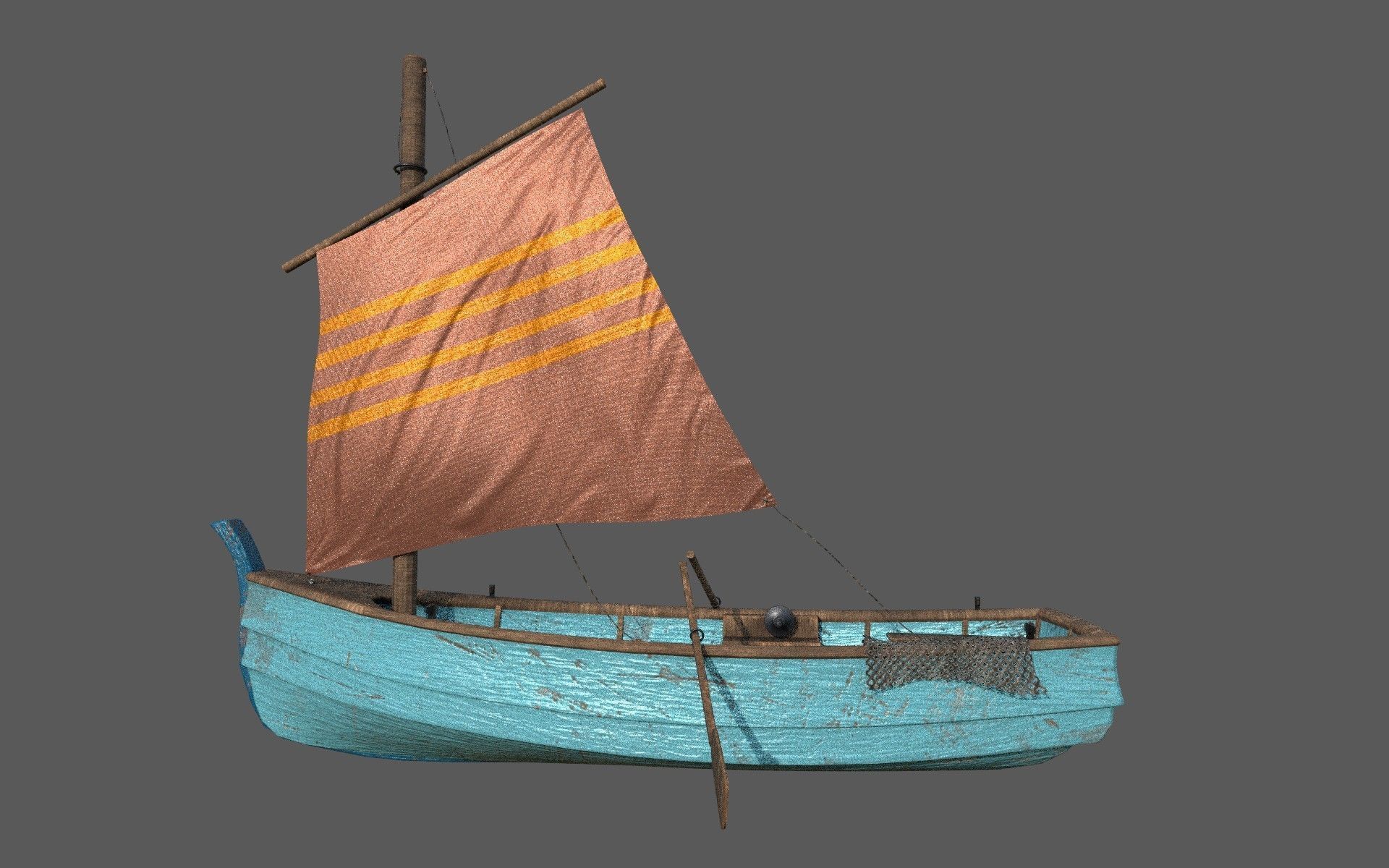 Wooden Fisher Boat 3D model_4
