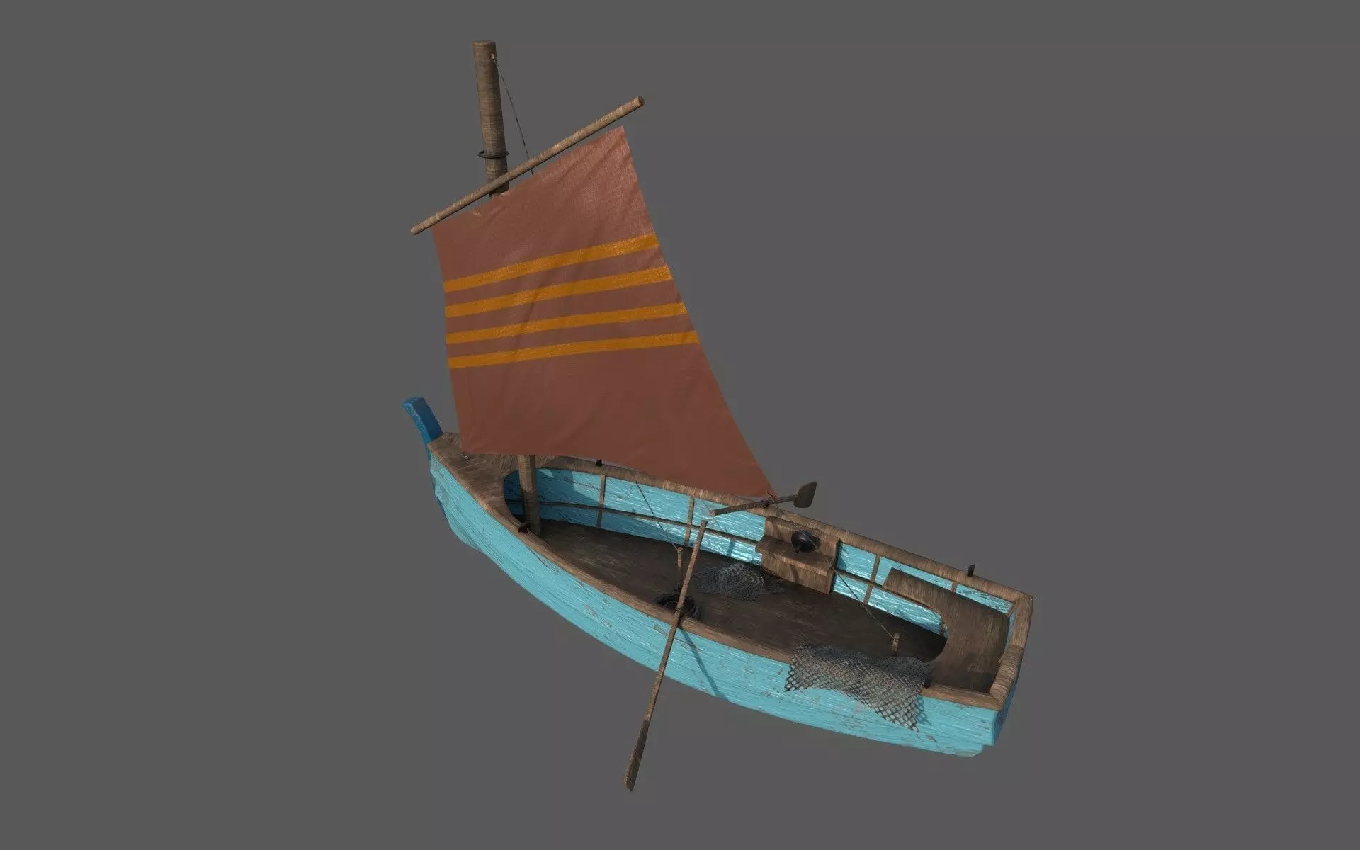 Wooden Fisher Boat 3D model_0