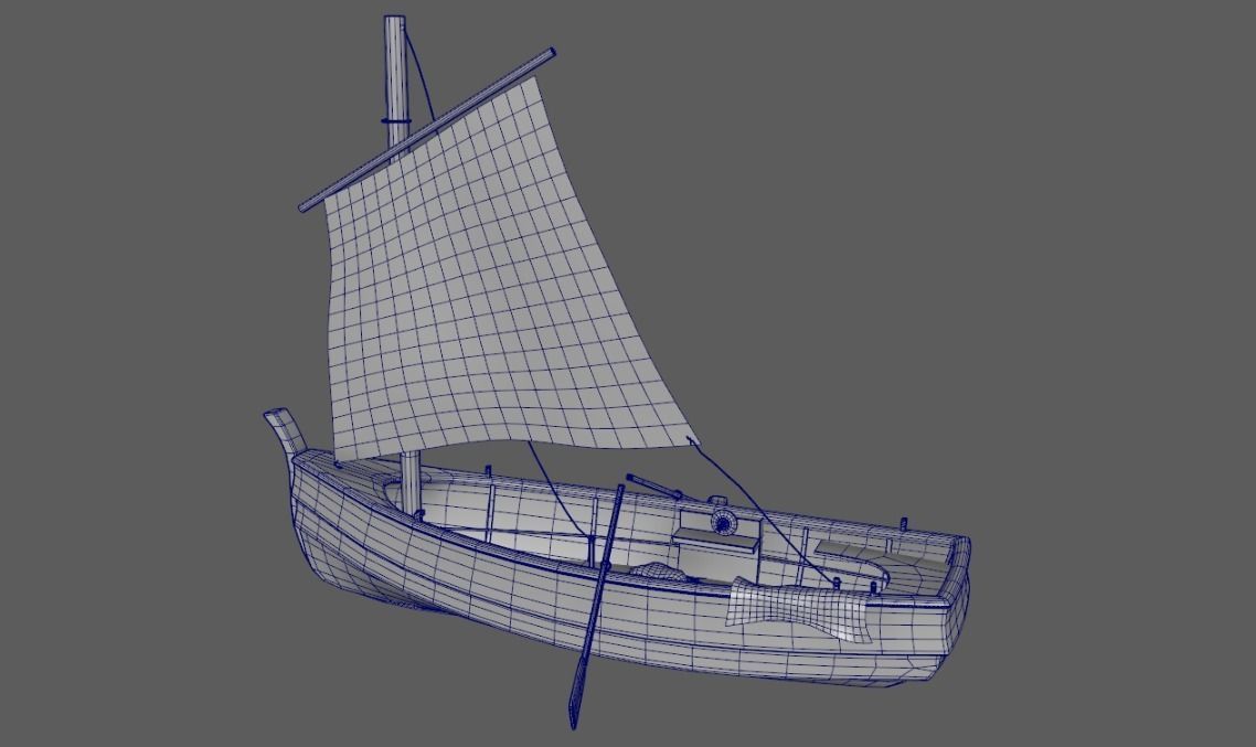 Wooden Fisher Boat 3D model_5