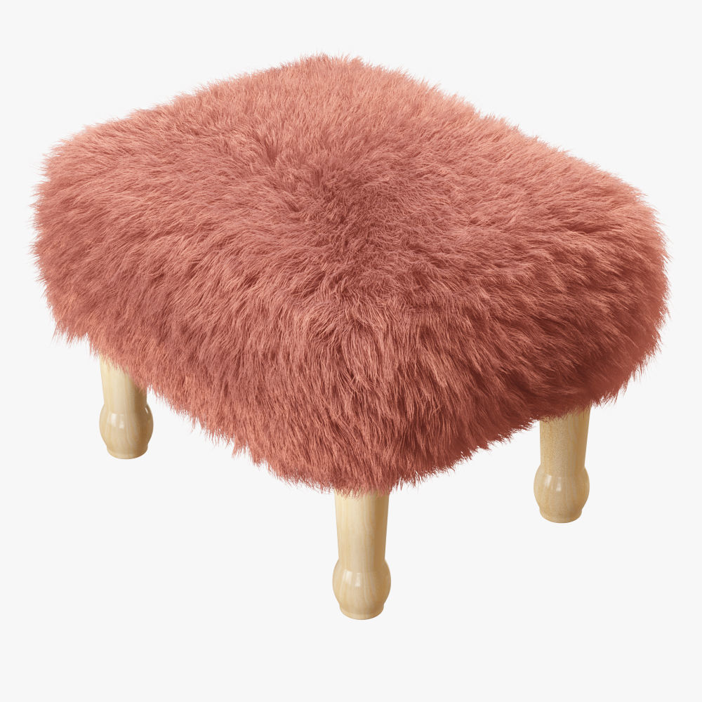 Angharad sheepskin Footstool 3D model_1