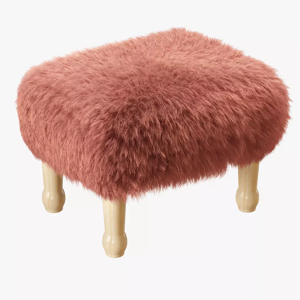 Angharad sheepskin Footstool 3D model_0