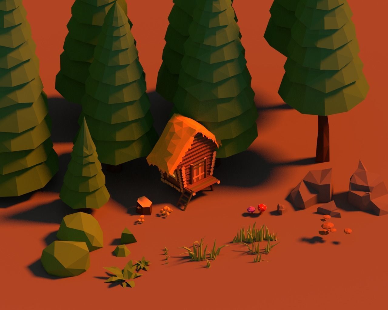 Lowpoly Forest Pack Low-poly 3D model_1