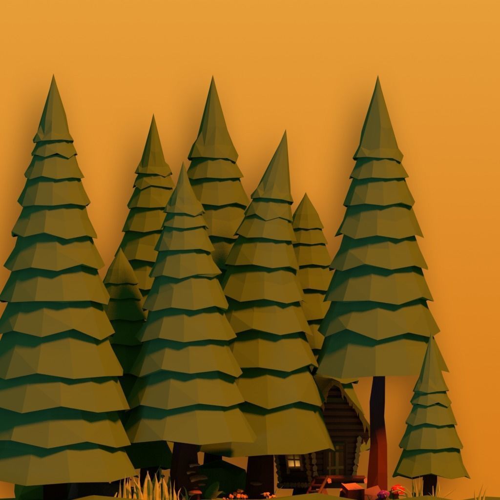 Lowpoly Forest Pack Low-poly 3D model_2