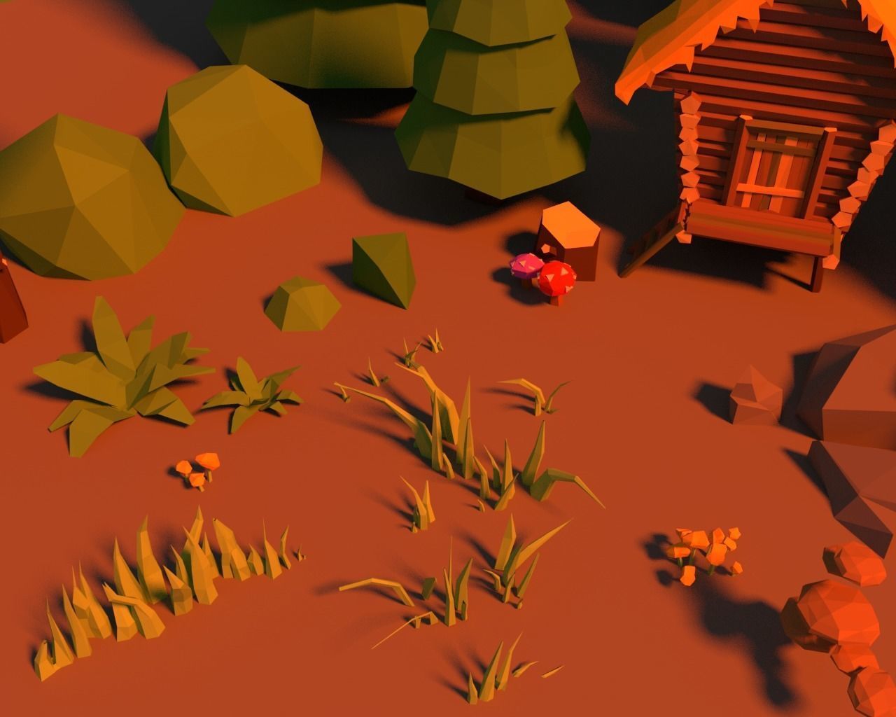 Lowpoly Forest Pack Low-poly 3D model_4
