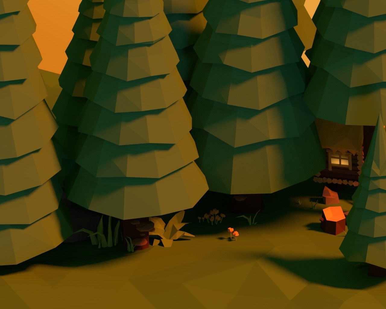Lowpoly Forest Pack Low-poly 3D model_3