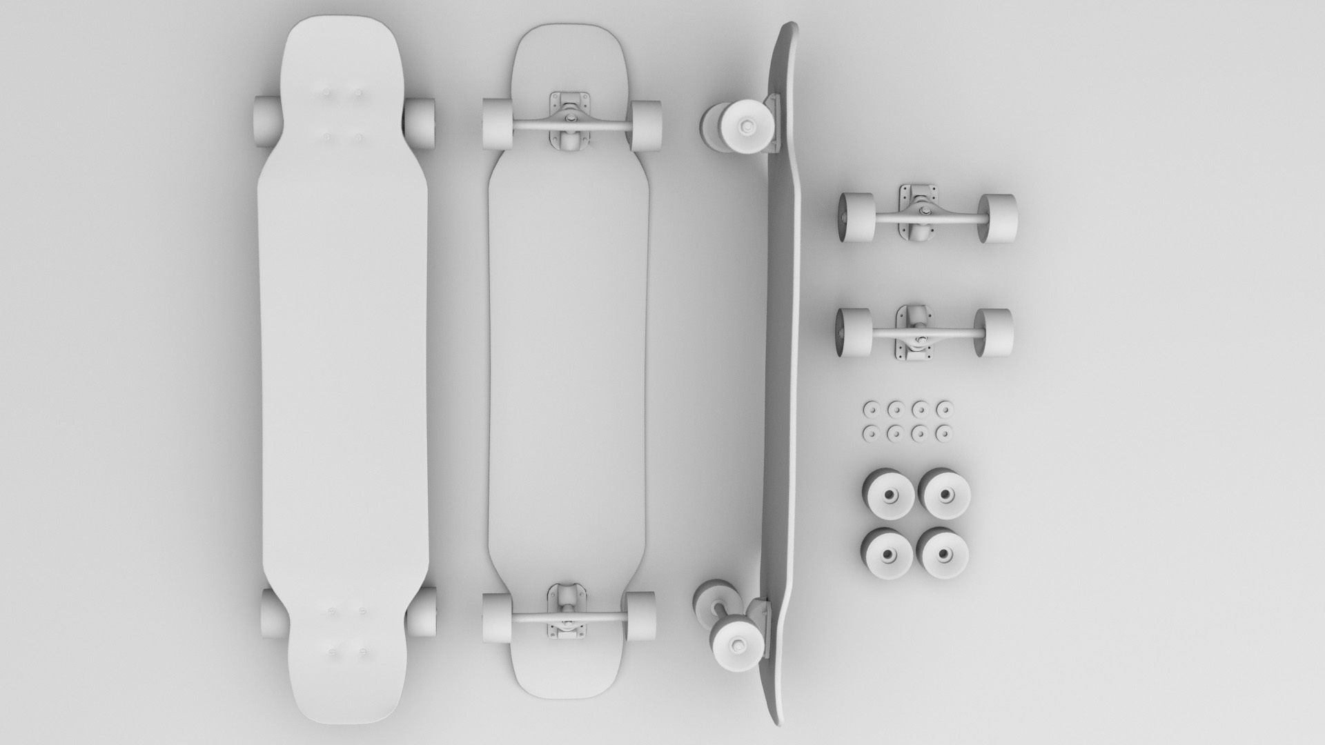 Rigged Longboard - Used Low-poly 3D model_26