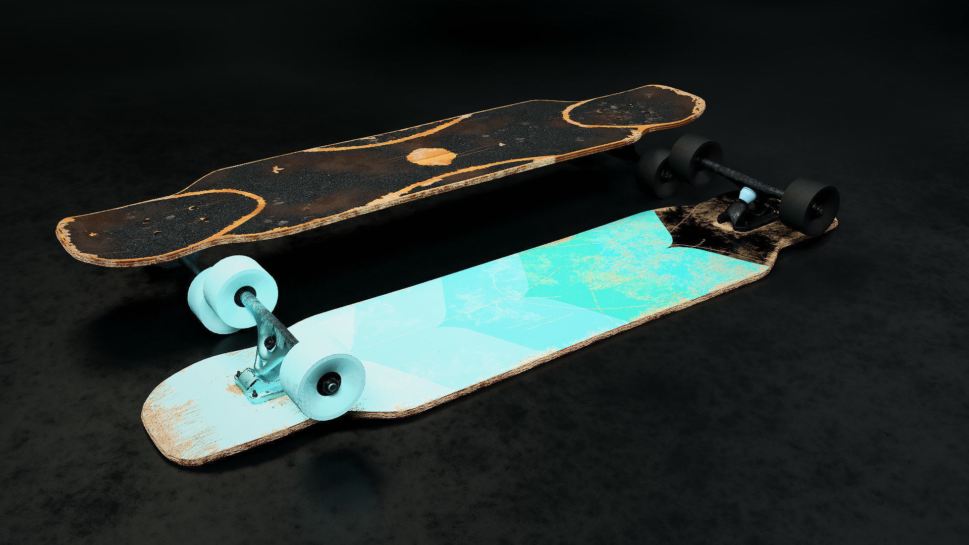 Rigged Longboard - Used Low-poly 3D model_5