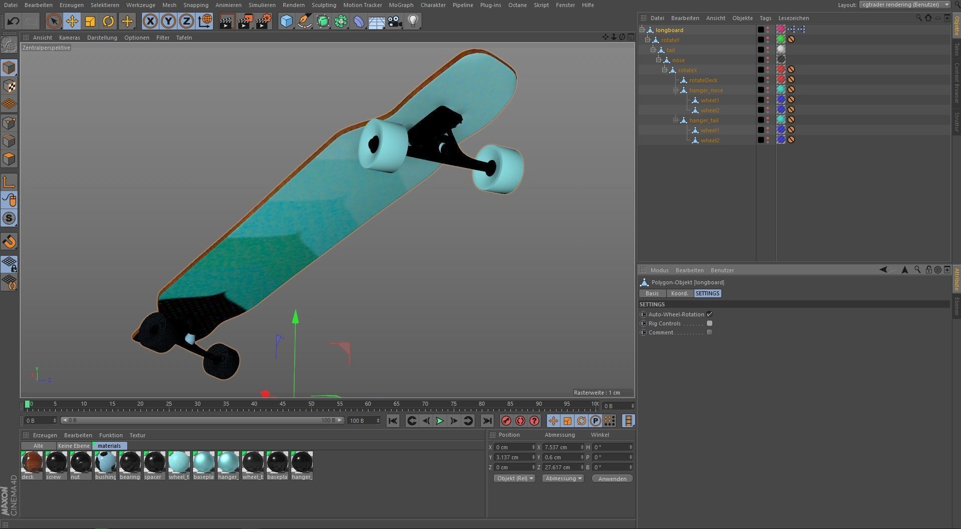 Rigged Longboard - Used Low-poly 3D model_23