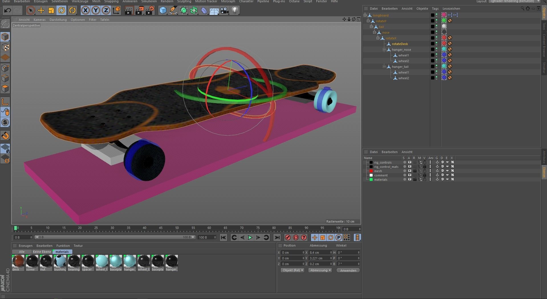 Rigged Longboard - Used Low-poly 3D model_21