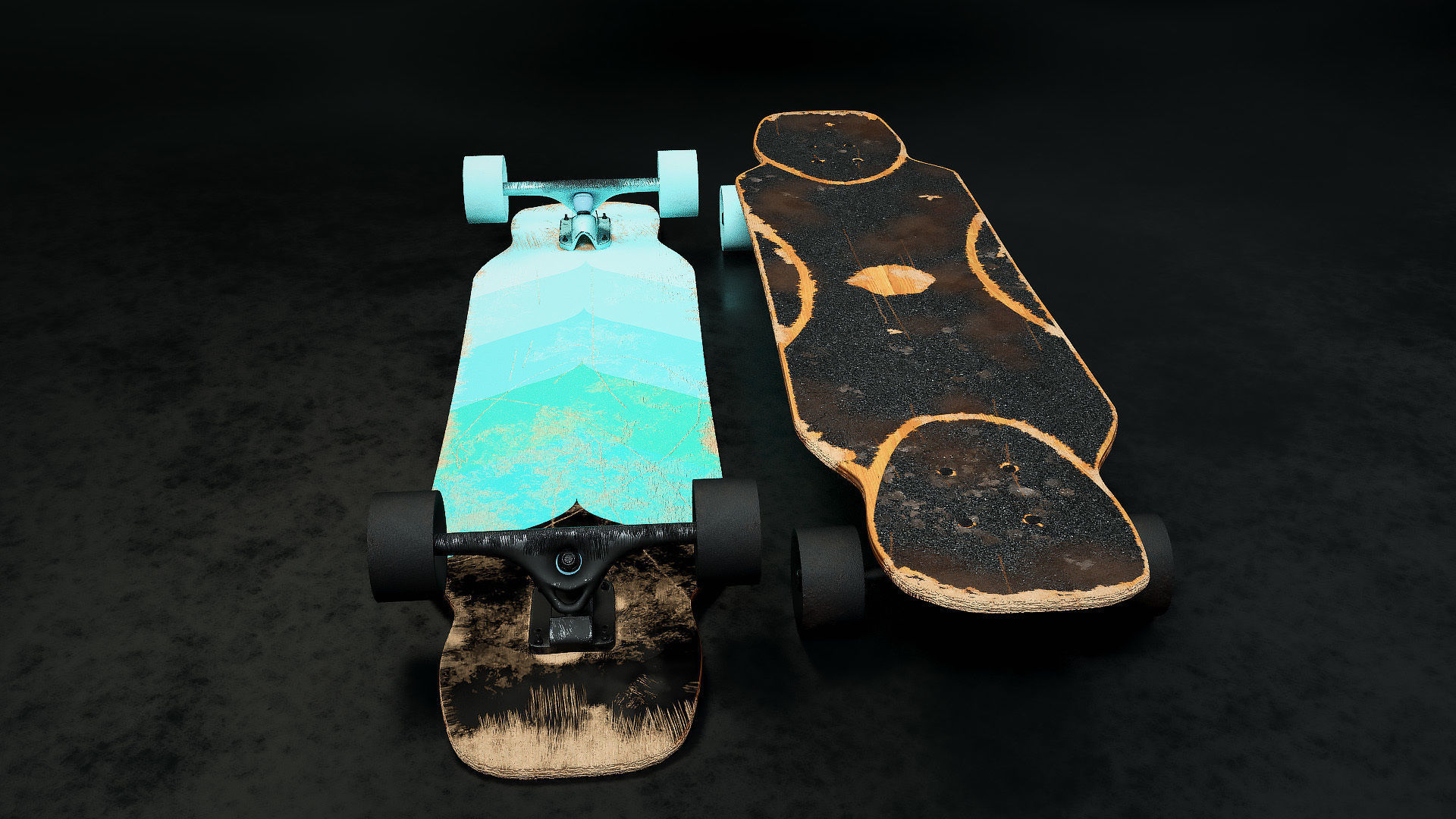 Rigged Longboard - Used Low-poly 3D model_15