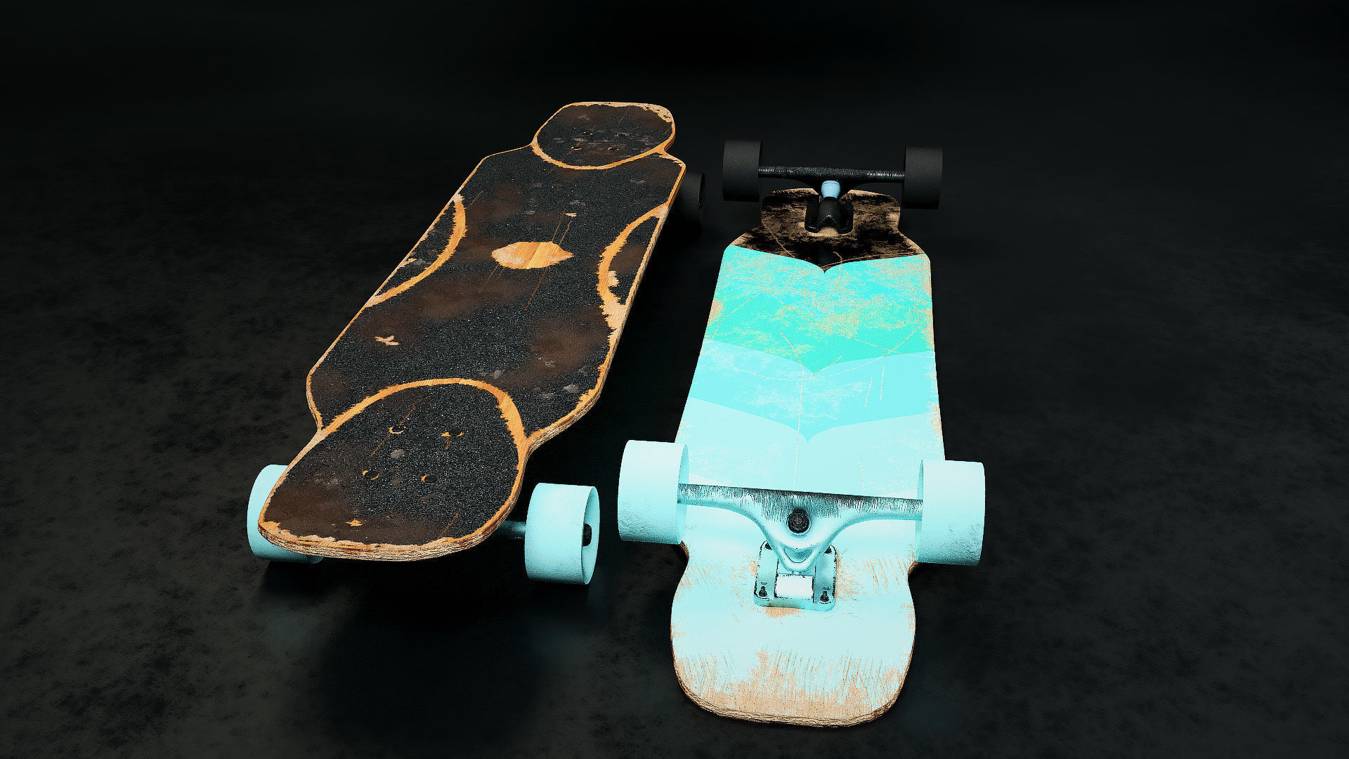 Rigged Longboard - Used Low-poly 3D model_7