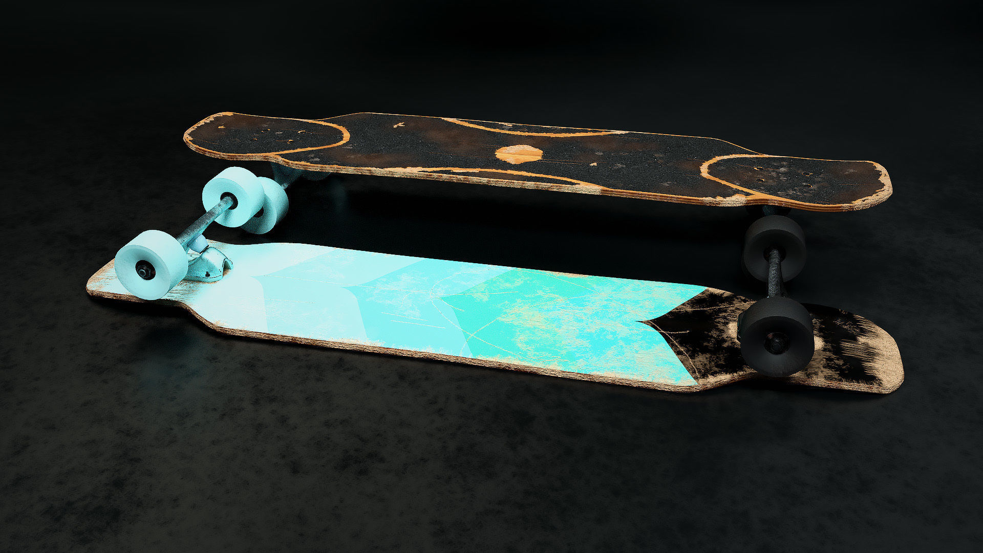Rigged Longboard - Used Low-poly 3D model_18
