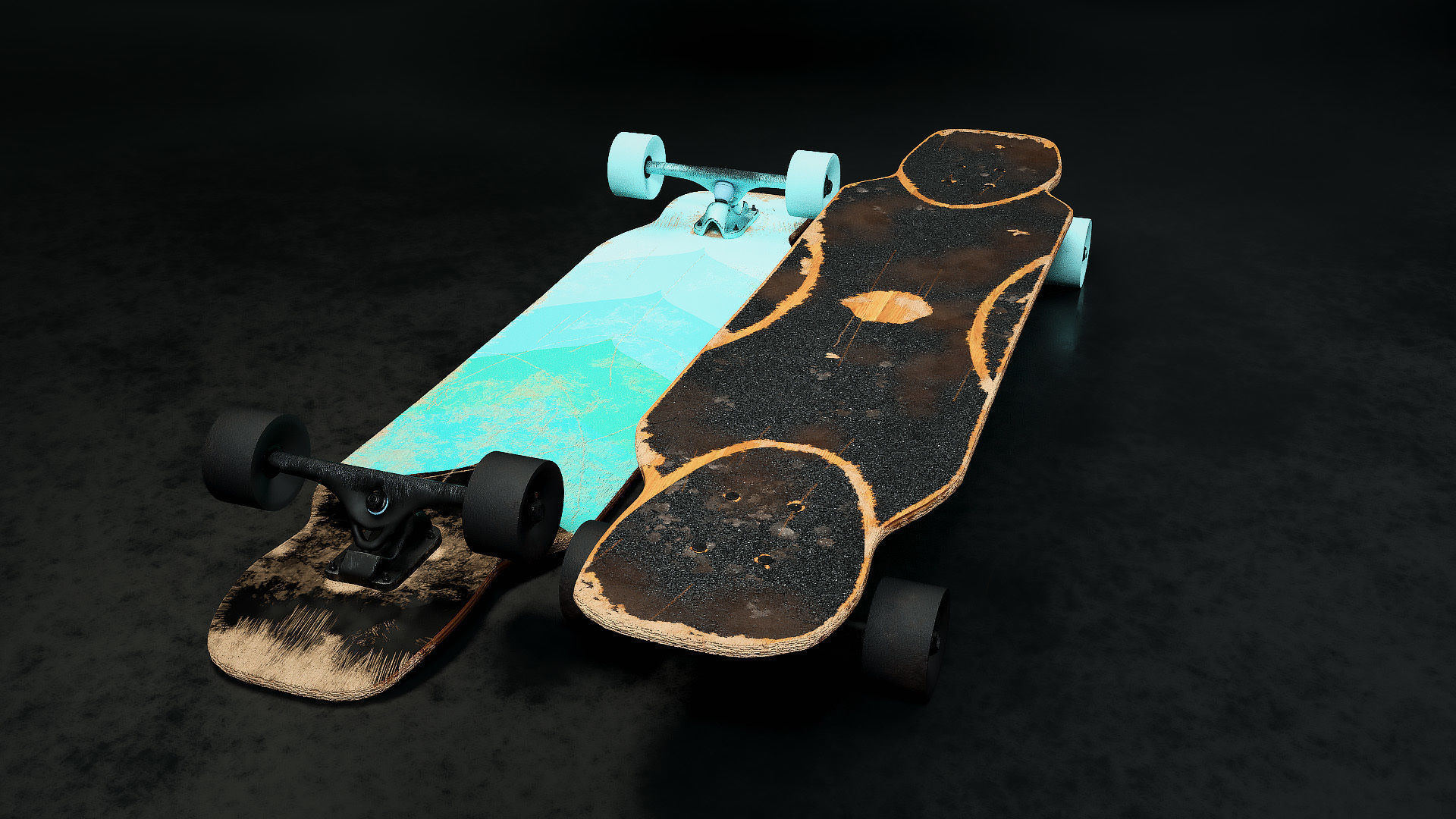 Rigged Longboard - Used Low-poly 3D model_14