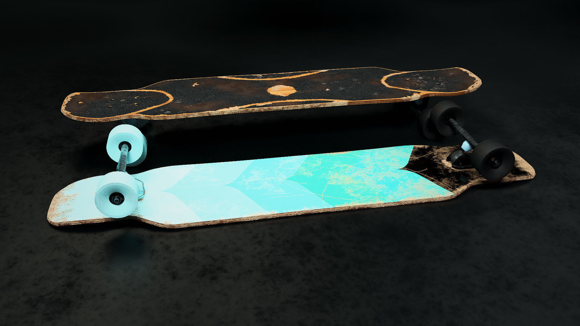 Rigged Longboard - Used Low-poly 3D model_19