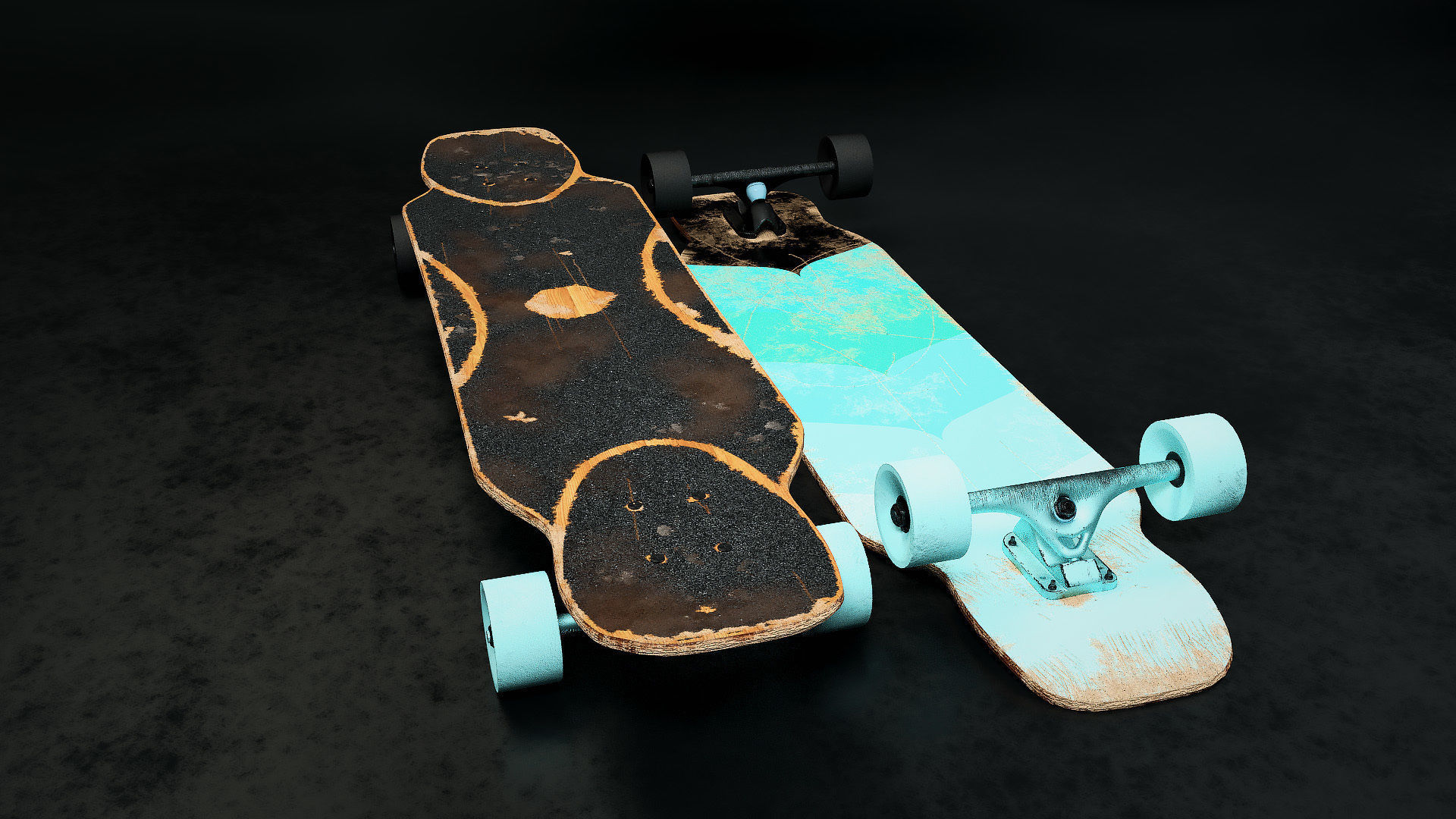 Rigged Longboard - Used Low-poly 3D model_8