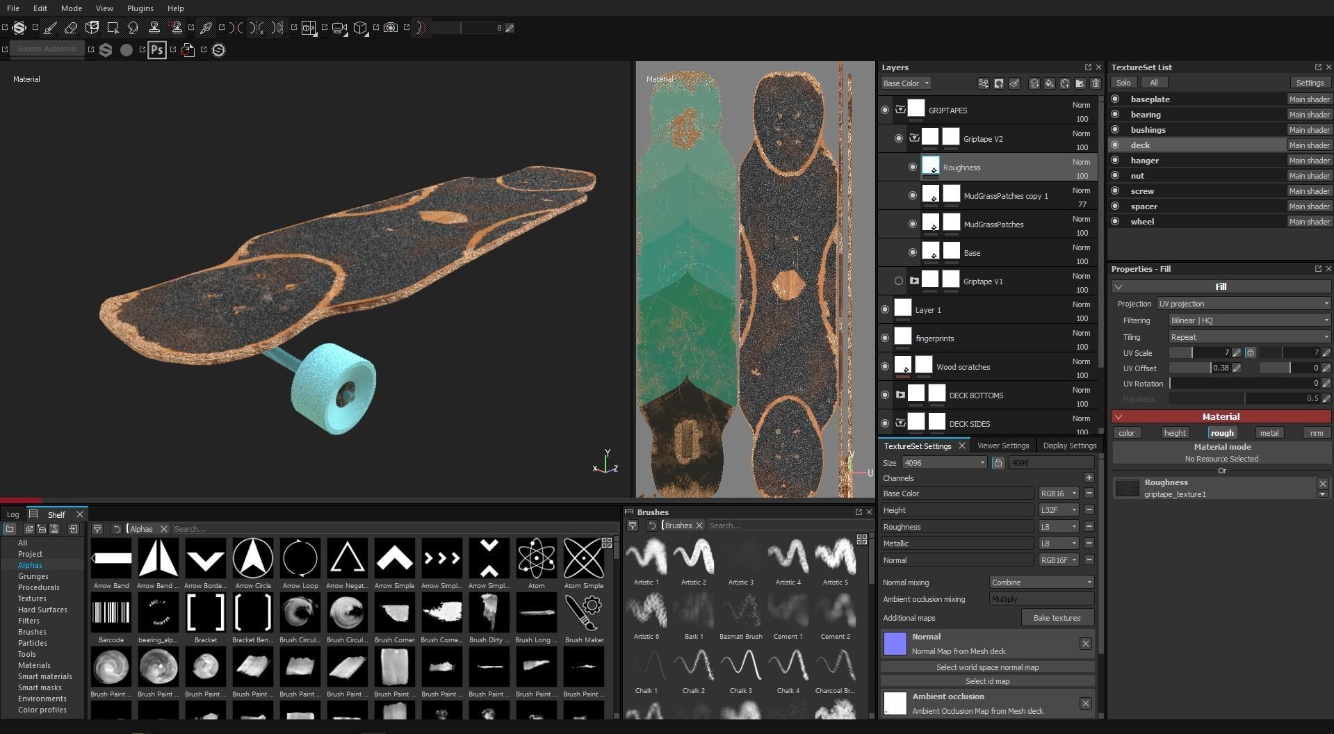 Rigged Longboard - Used Low-poly 3D model_24