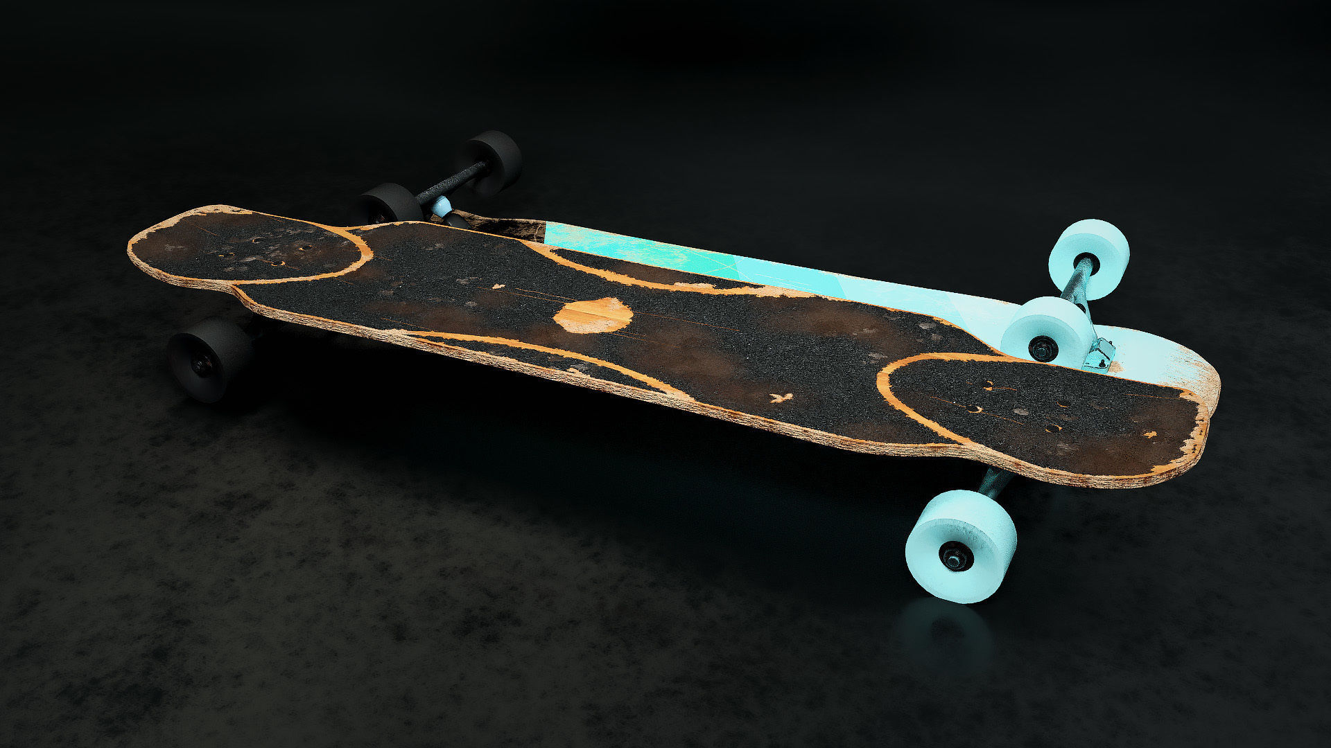 Rigged Longboard - Used Low-poly 3D model_10