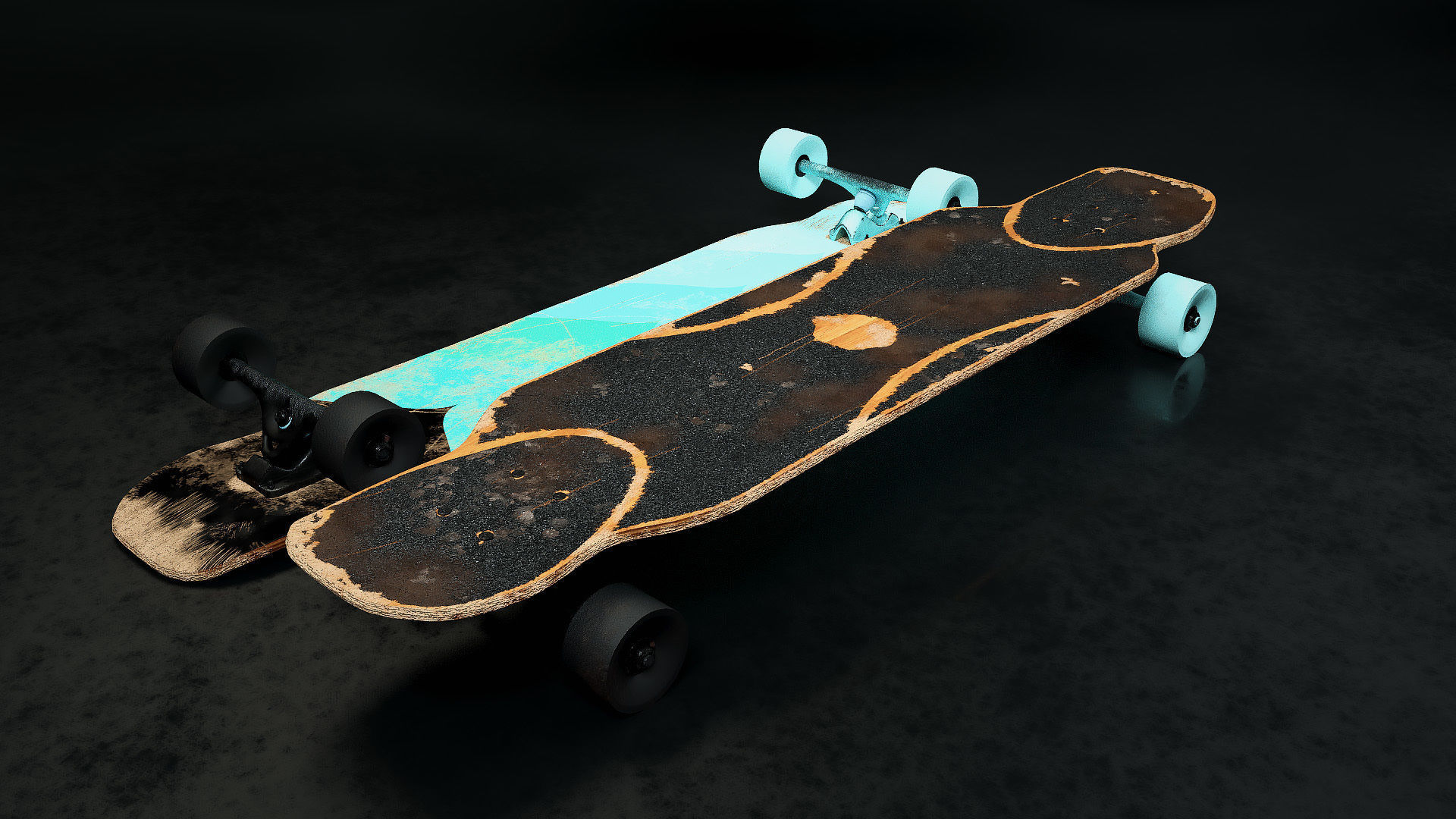 Rigged Longboard - Used Low-poly 3D model_13