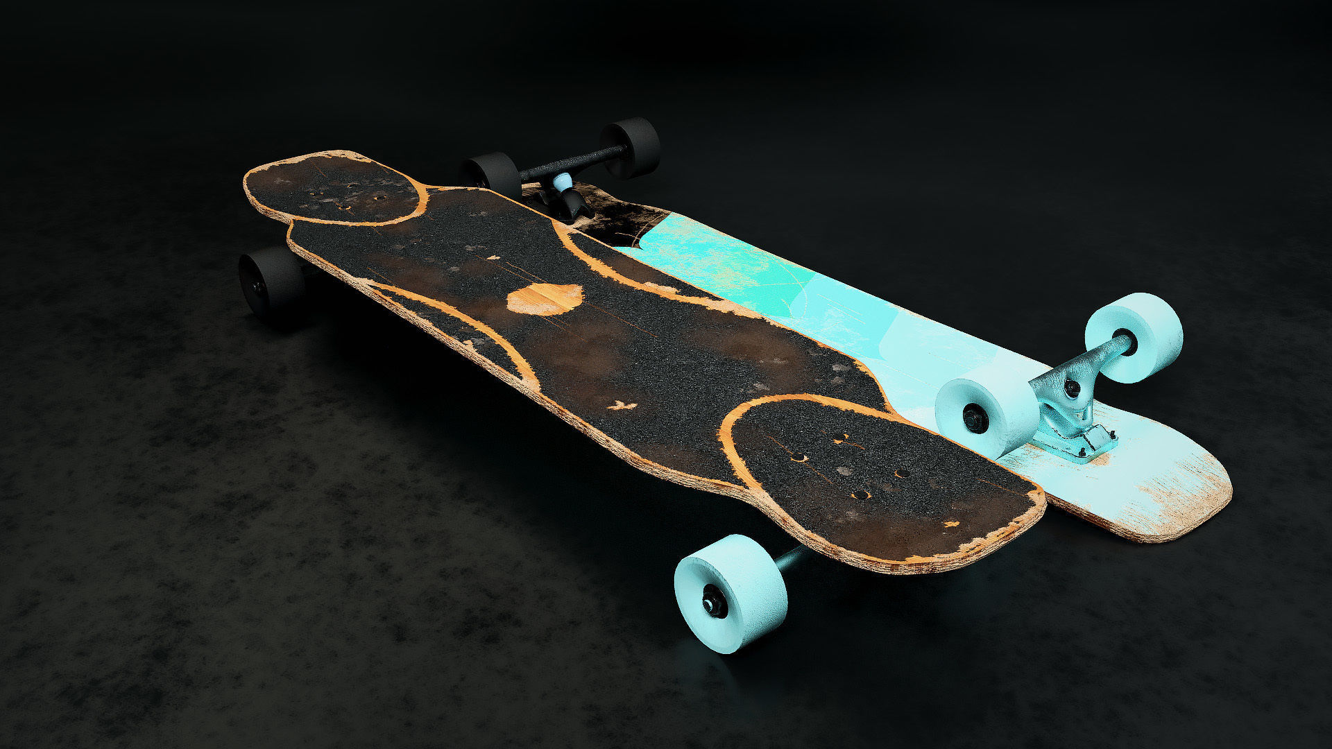 Rigged Longboard - Used Low-poly 3D model_9