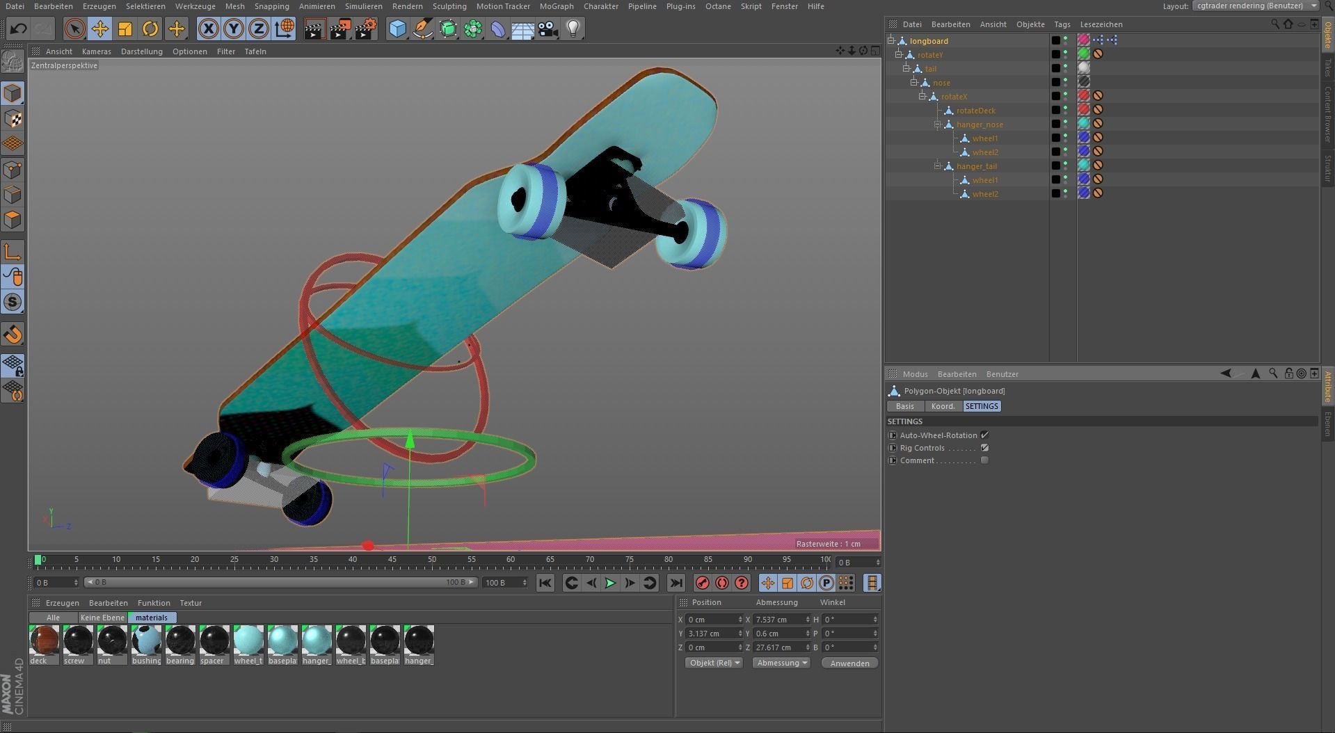 Rigged Longboard - Used Low-poly 3D model_22