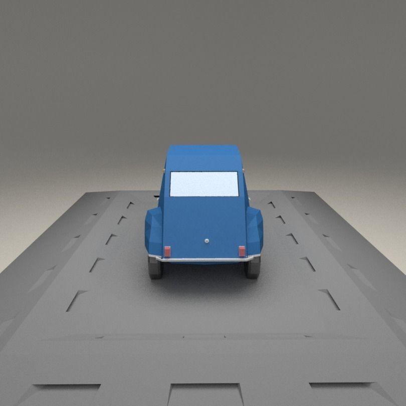 Citroen 2CV AZLP from 1955 Low-poly 3D model_3