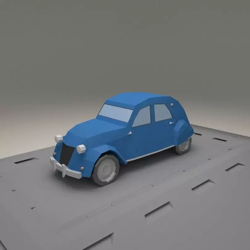 Citroen 2CV AZLP from 1955 Low-poly 3D model_0