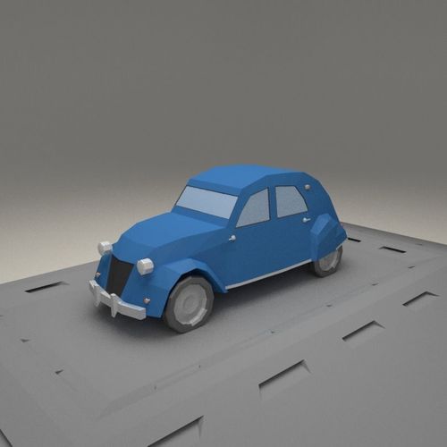 Citroen 2CV AZLP from 1955 Low-poly 3D model
