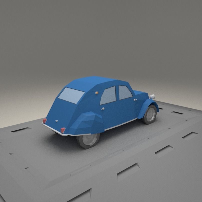 Citroen 2CV AZLP from 1955 Low-poly 3D model_5