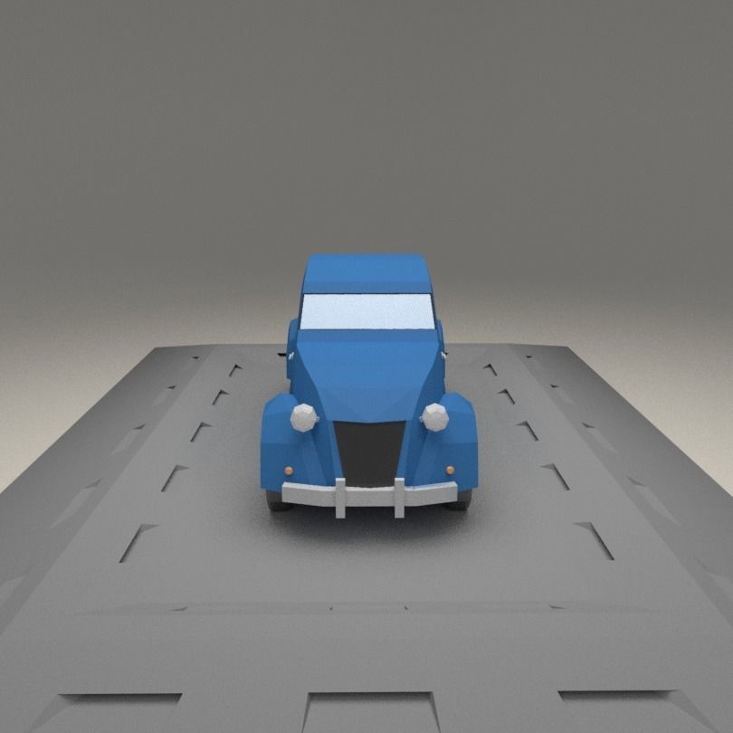 Citroen 2CV AZLP from 1955 Low-poly 3D model_4