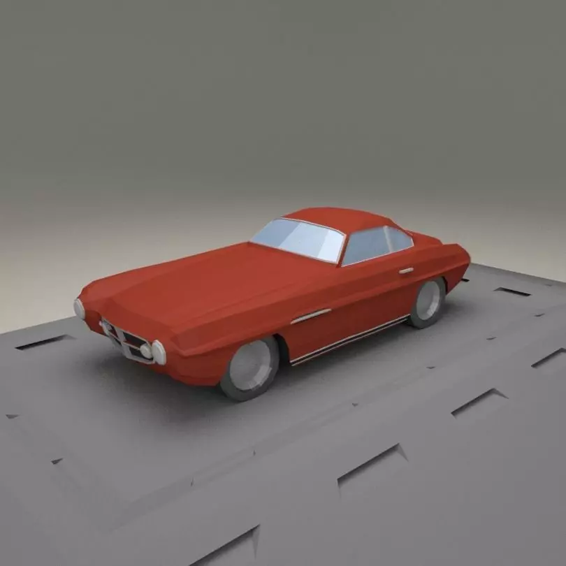 Fiat V8 Supersonic from 1953 Low-poly 3D model