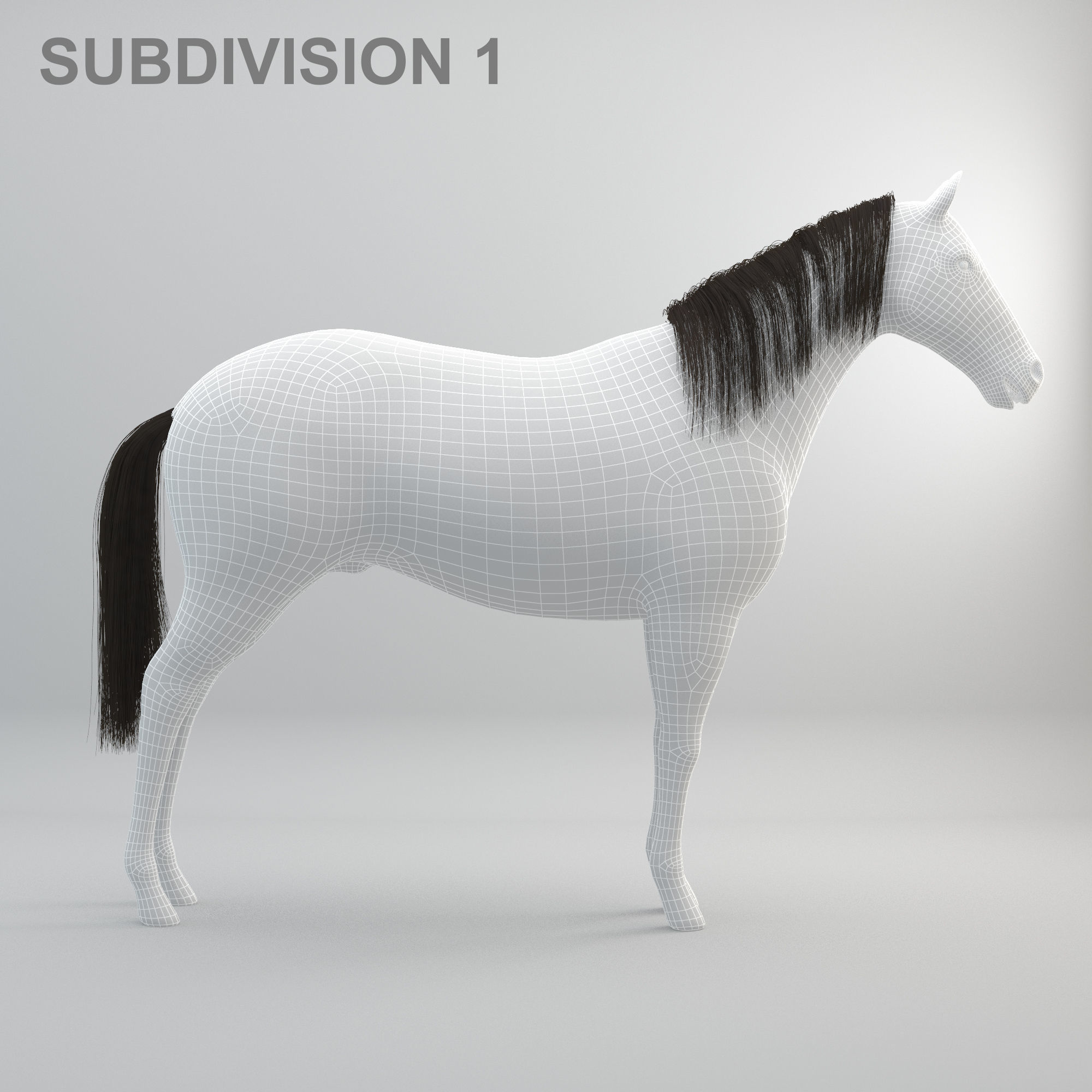 3D Horse RIGGED FUR Low-poly 3D model_21