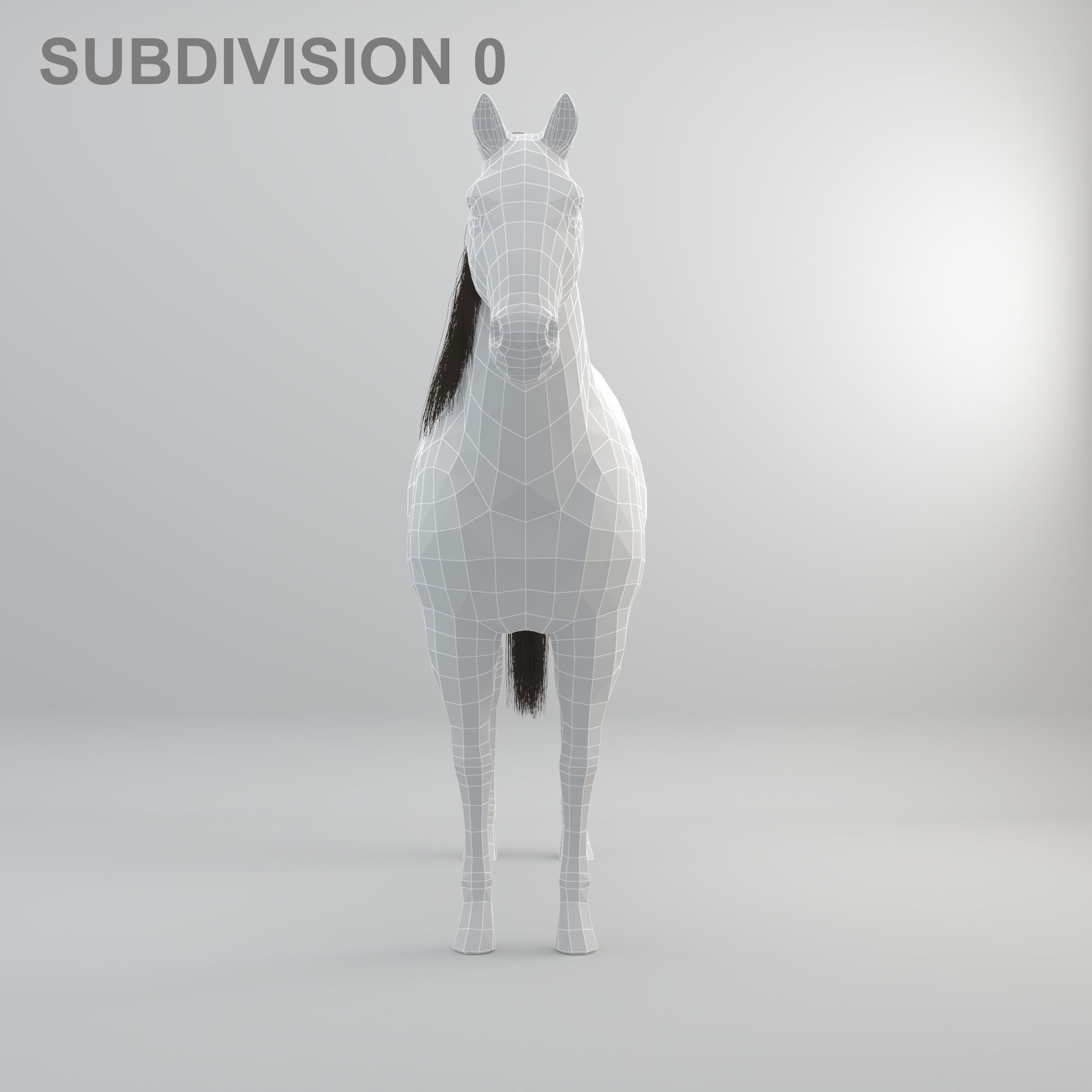 3D Horse RIGGED FUR Low-poly 3D model_17