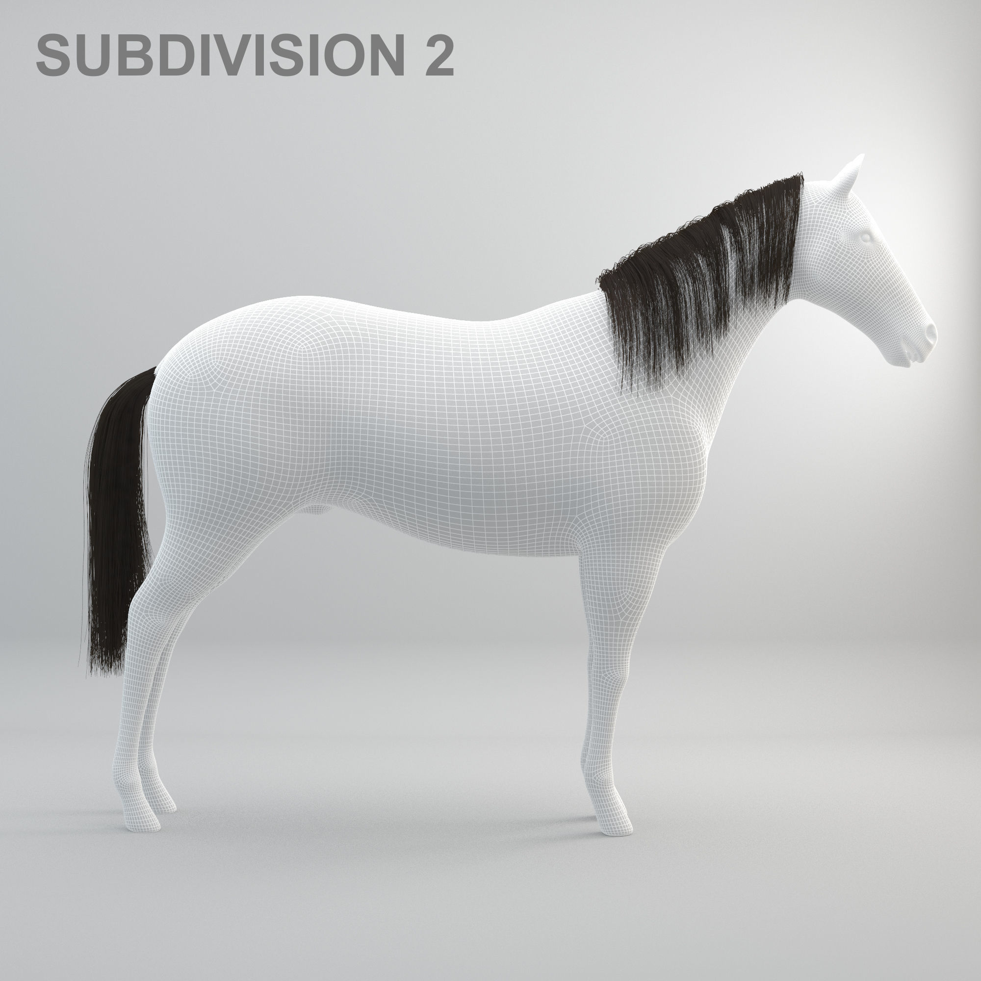 3D Horse RIGGED FUR Low-poly 3D model_24