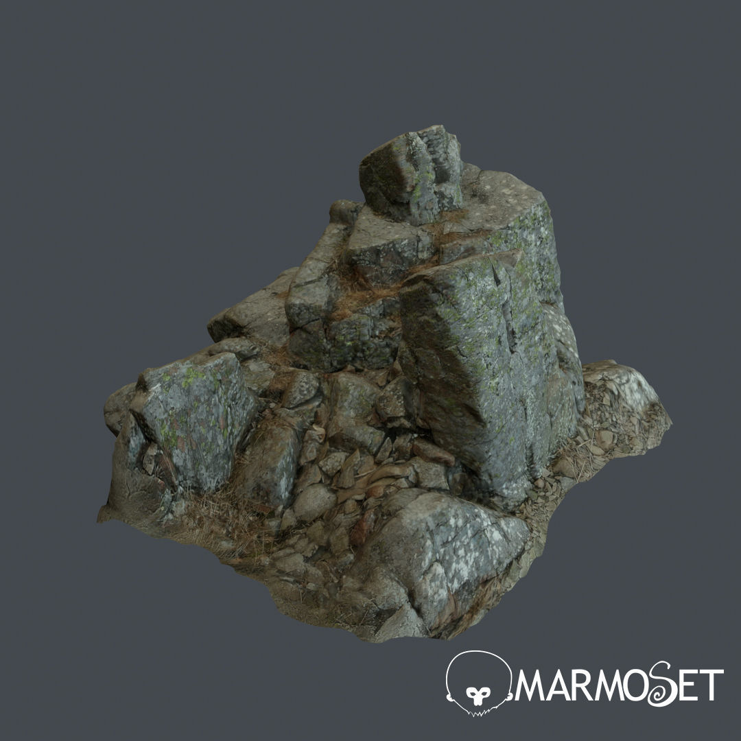 3d scanned rock cliff C Low-poly 3D model_3